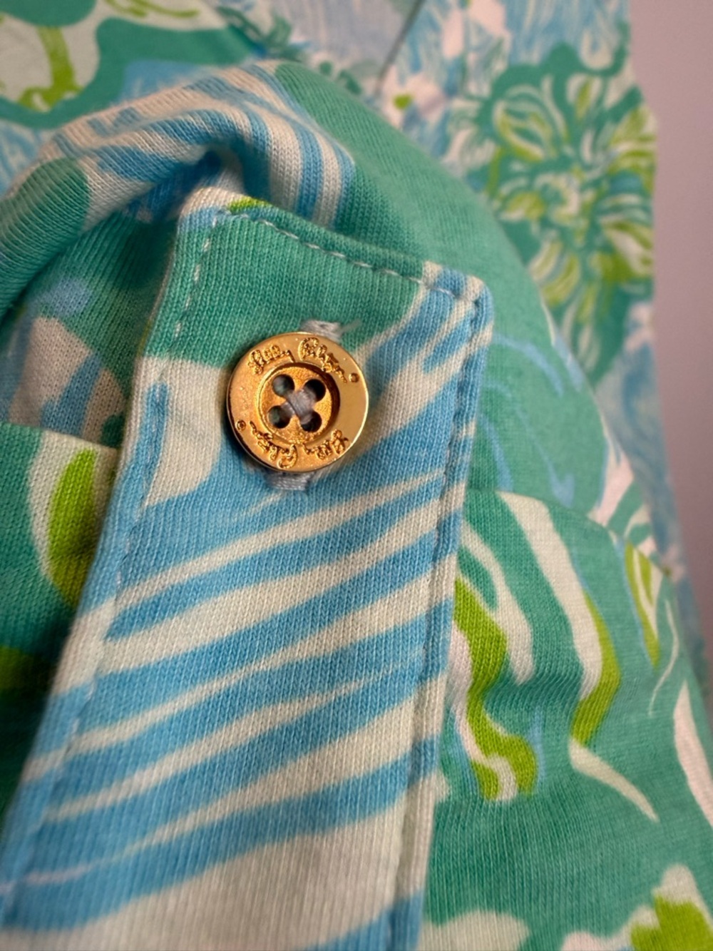 Lilly Pulitzer Palmetto T-Shirt Dress Wave Rider Lagoon Green Preppy Resortwear - Picture 6 of 6